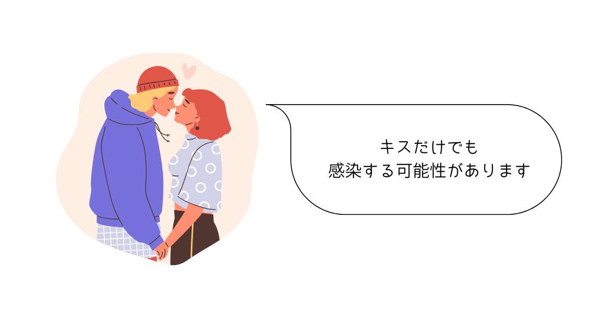 梅毒はキスで感染する可能性があることを説明するイラスト