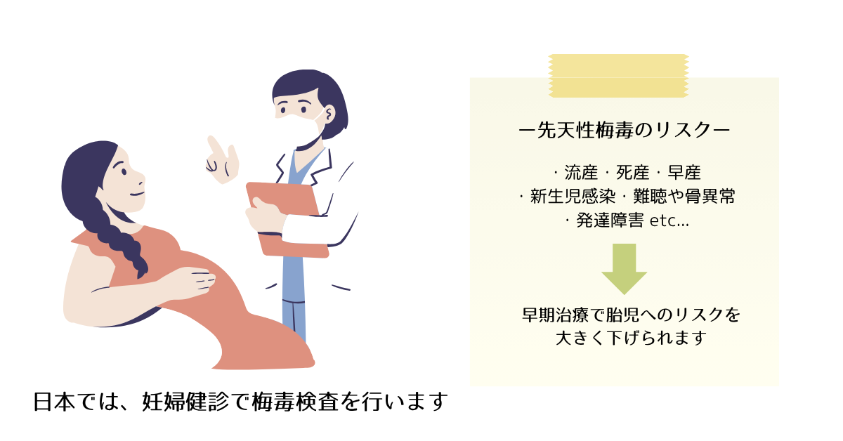妊娠中の梅毒が胎児に影響する可能性を示すイメージ