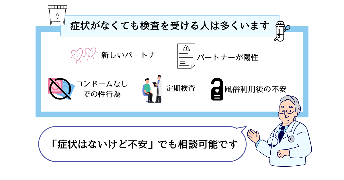 “症状がなくても性感染症検査を受ける人が多い理由を説明する図解“