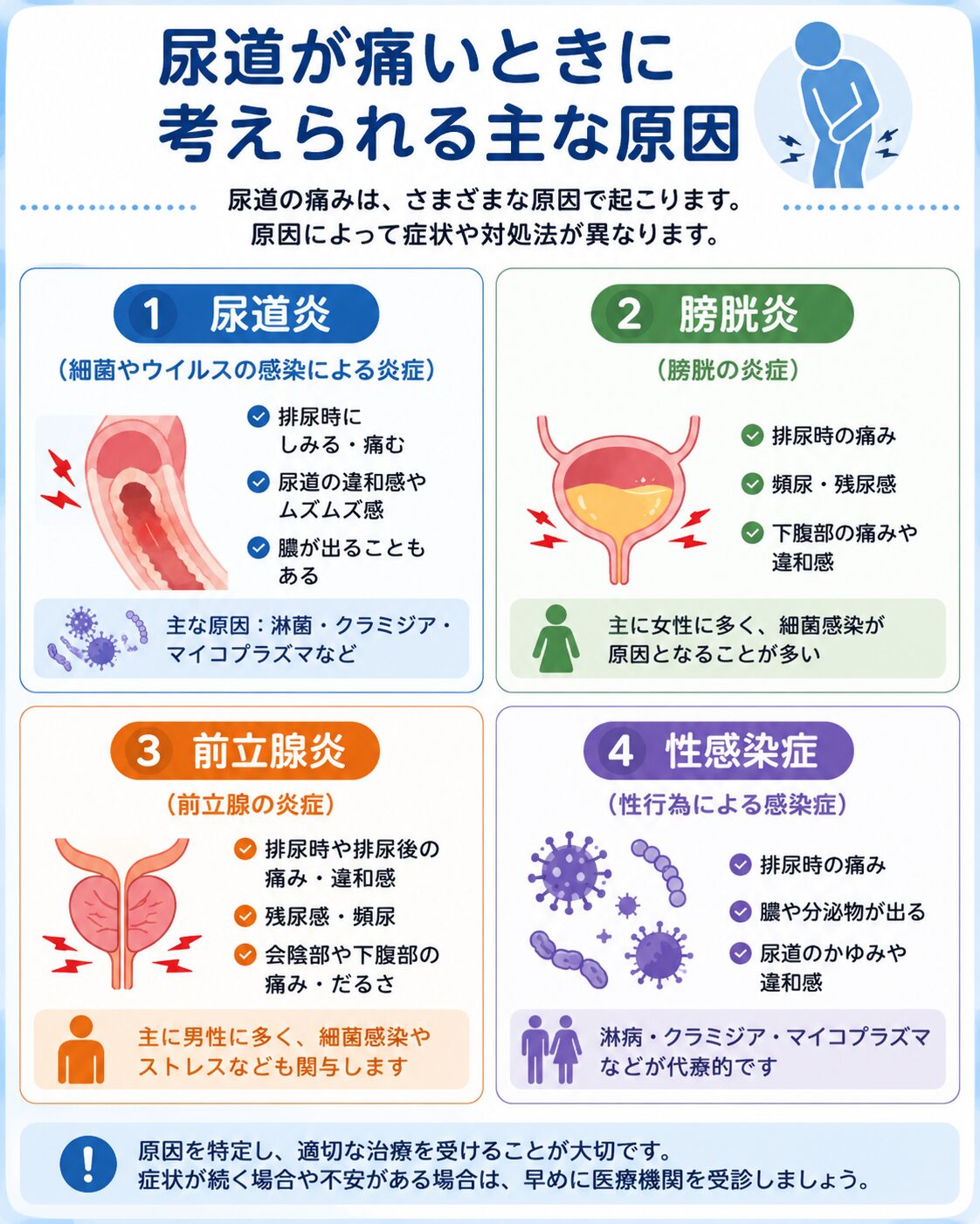 尿道が痛い時に考えられる主な原因